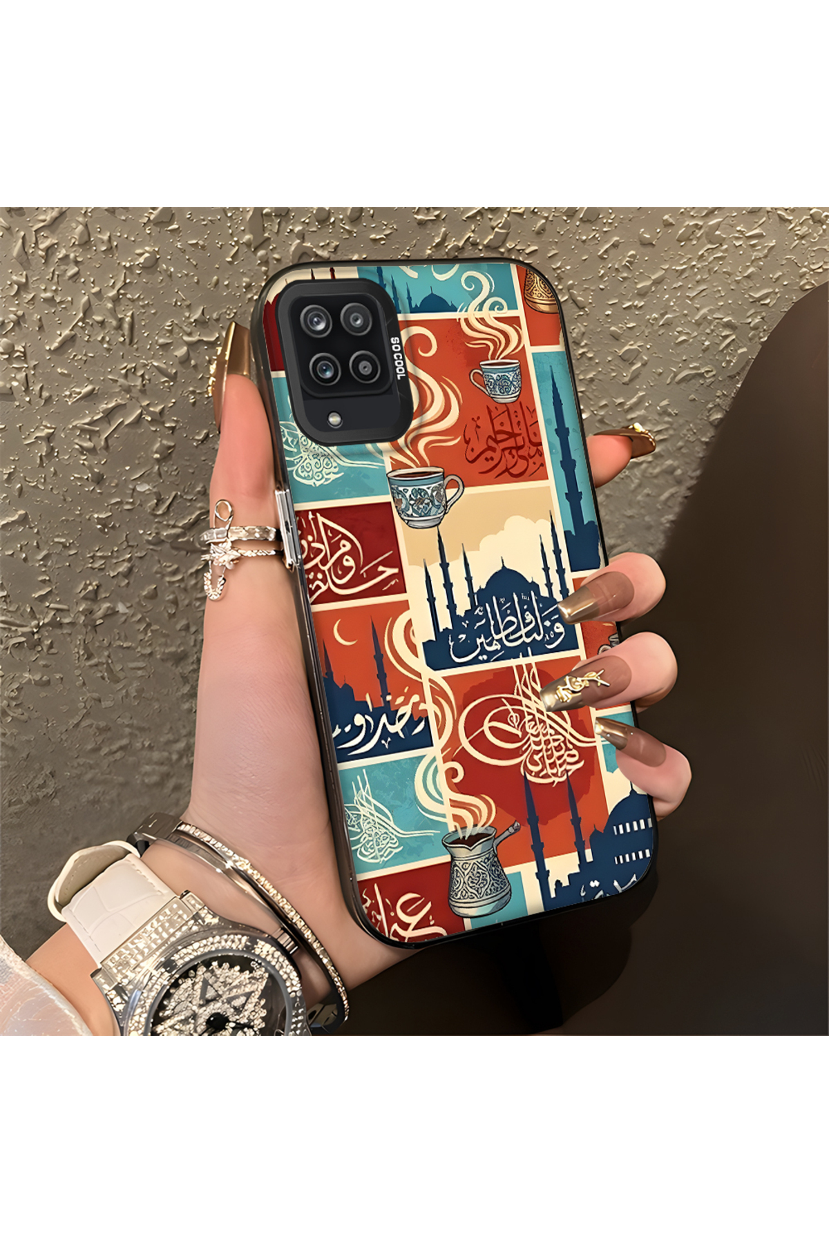 Samsung Galaxy A12 Compatible Silicone Edge Hard Back Anti Fall Phone Case Traditional Culture