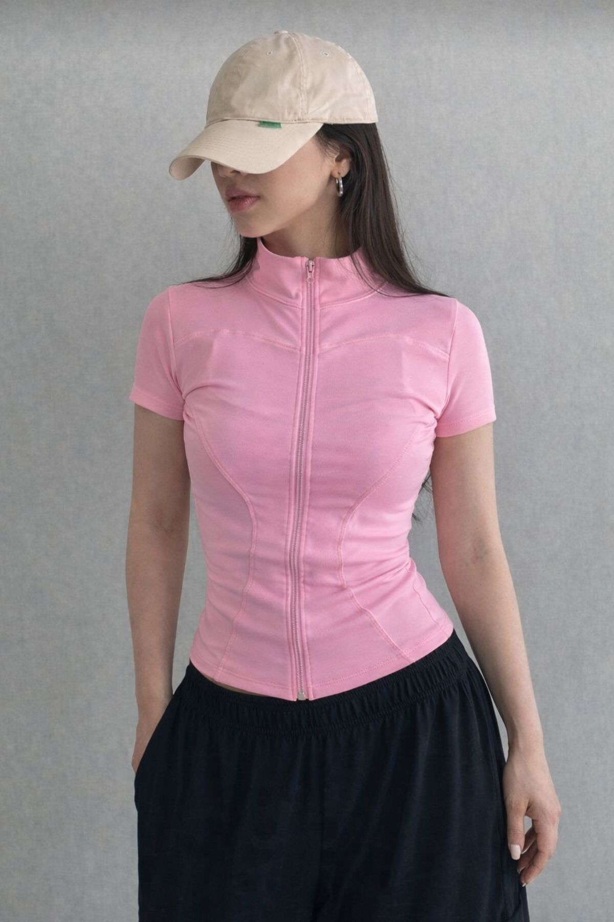 EDVESS Fermuarlı Estetik Crop T-shirt görsel 4