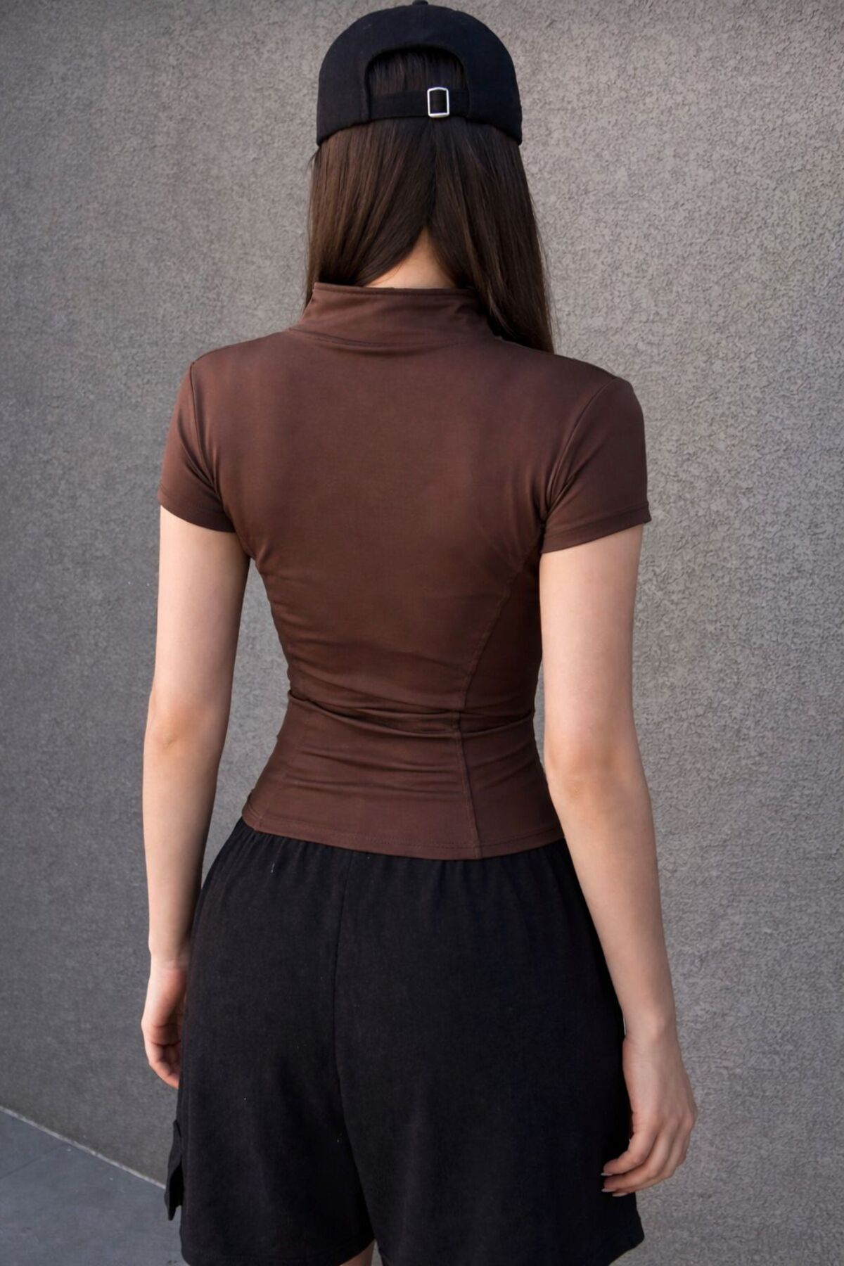 EDVESS Fermuarlı Estetik Crop T-shirt görsel 2