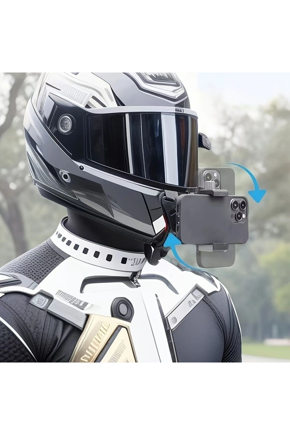 Epilons Z&K Market® Motorsiklet Kask Önü Takılan Telefon Tutucu Aksiyon Kamerası Takılabilen Aparat fotoğrafı 5 (önizleme)