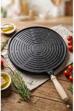 Funny Life Çift Taraflı Döküm Granit Tava- 36 cm - Sapı Çıkar - Fırın Tepsi