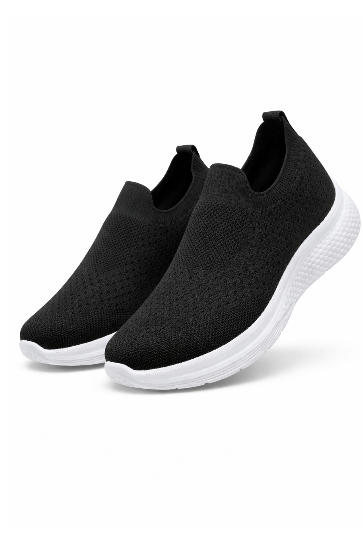 Encool  Kadın Siyah Beyaz Tabanlı Triko Sneaker – Hafif & Nefes Alabilen - Görsel 2