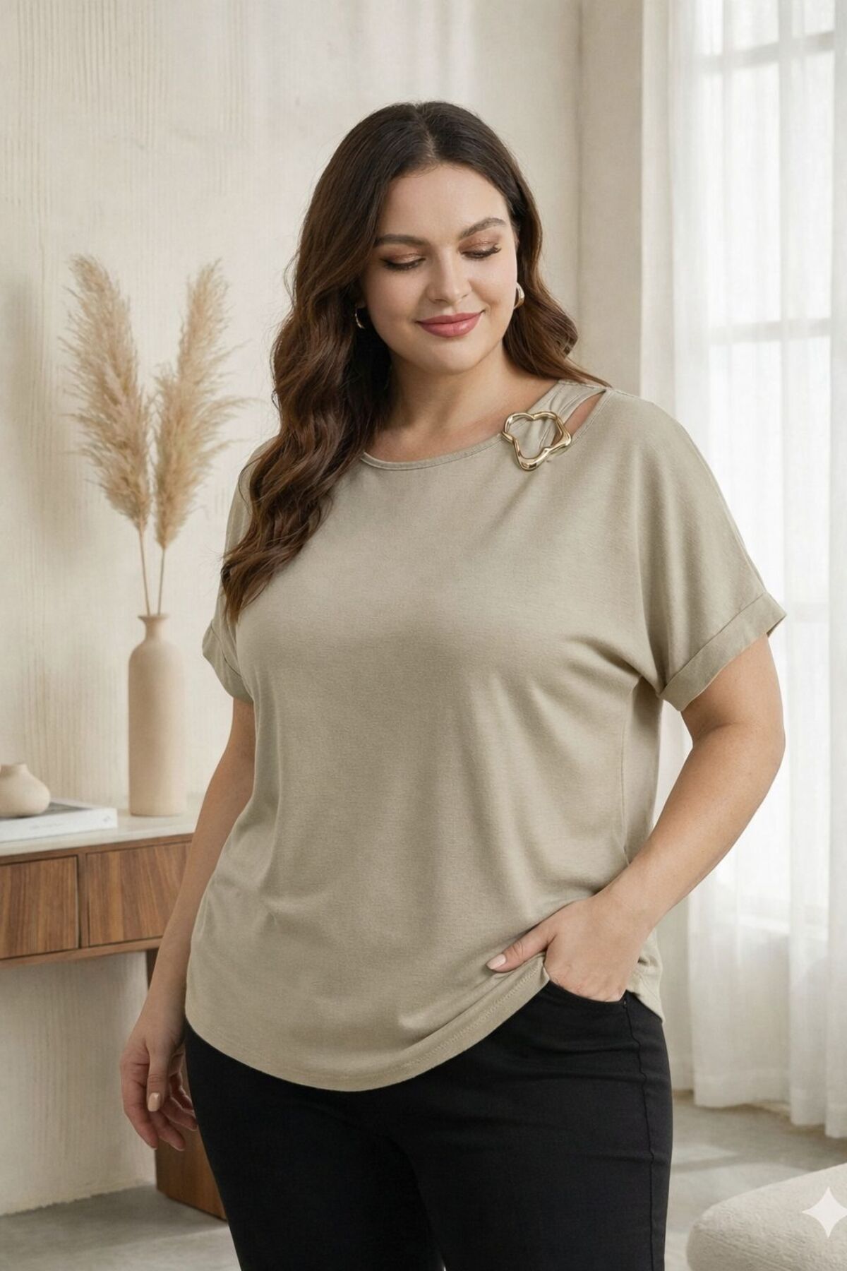 Vinola  BÜYÜK BEDEN VİSKON PENYE KUMAŞ YÜKSEK KALİTE RAHAT KESİM BLUZ - Görsel 2