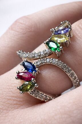 Lumiva accessories LUMİVA Prisma Renkli Taşlı Ayarlanabilir Yüzük