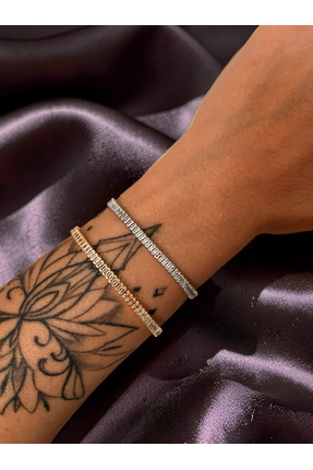 Noi jewelry Baget Taşlı Minimal Tenis Bileklik – Gold & Silver Seçenekli