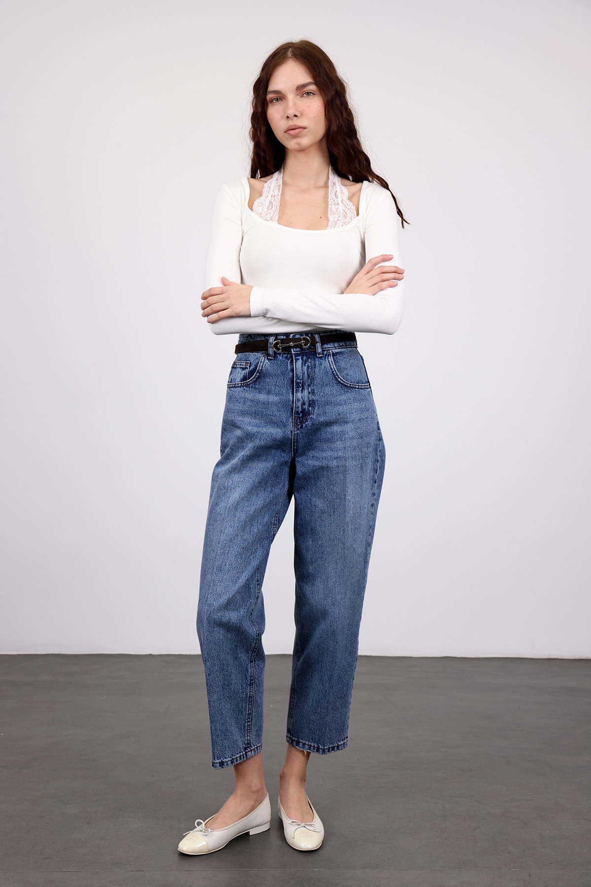 Blue High Waist Baggy Jean 3004