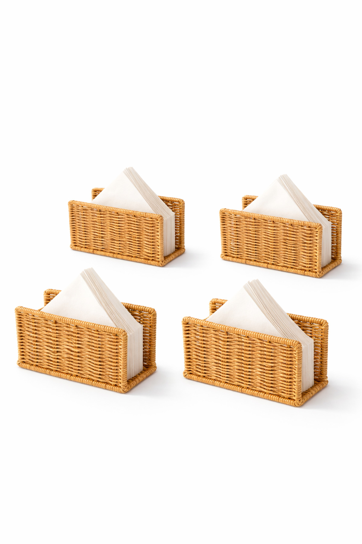 Rattan Hasır Peçetelik Set 14x5.5x8.5 cm – Şık Dikey Masa Sunum Standı