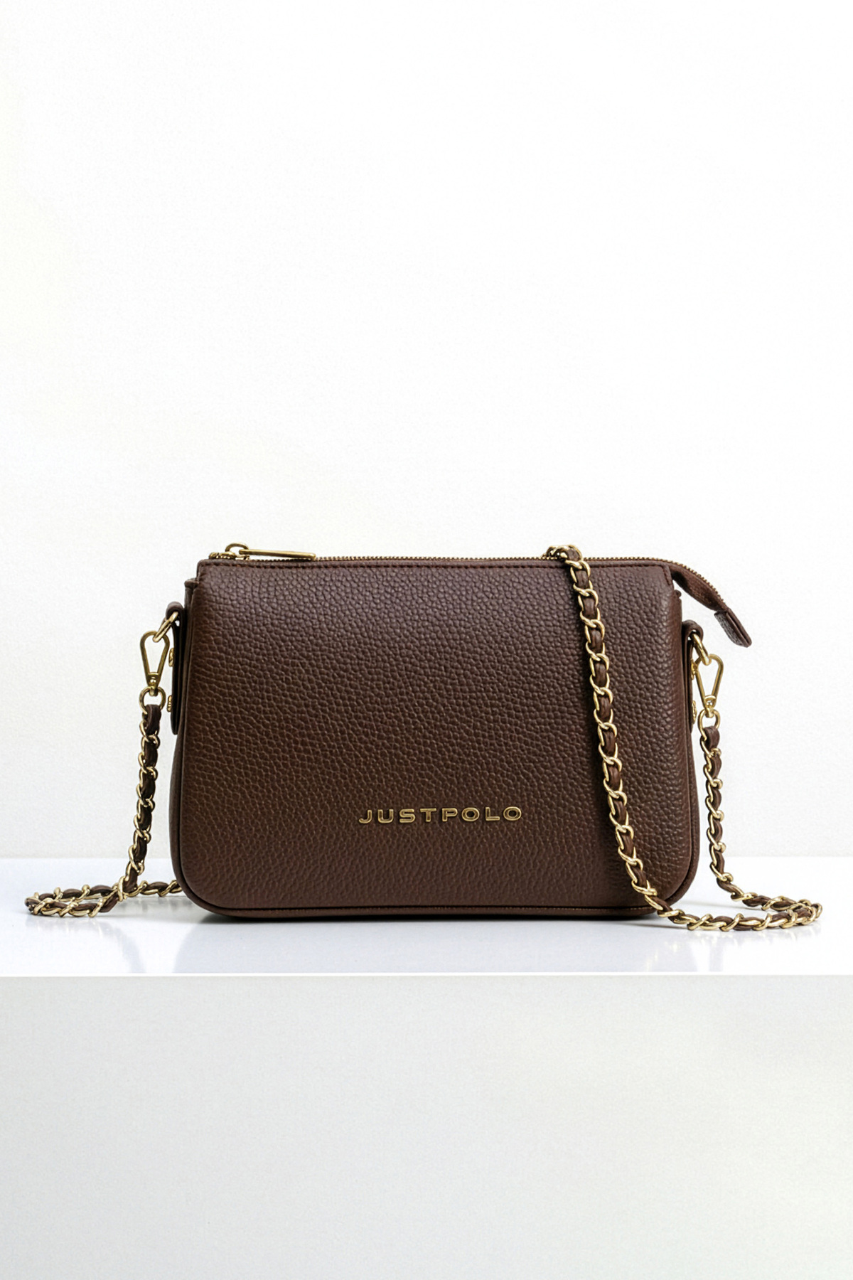 Just Polo  Kadın 3 Bölmeli Zincir Uzun Askılı Yeni Sezon Aksesuarlı El & Omuz Çantası (21x15x8 CM)