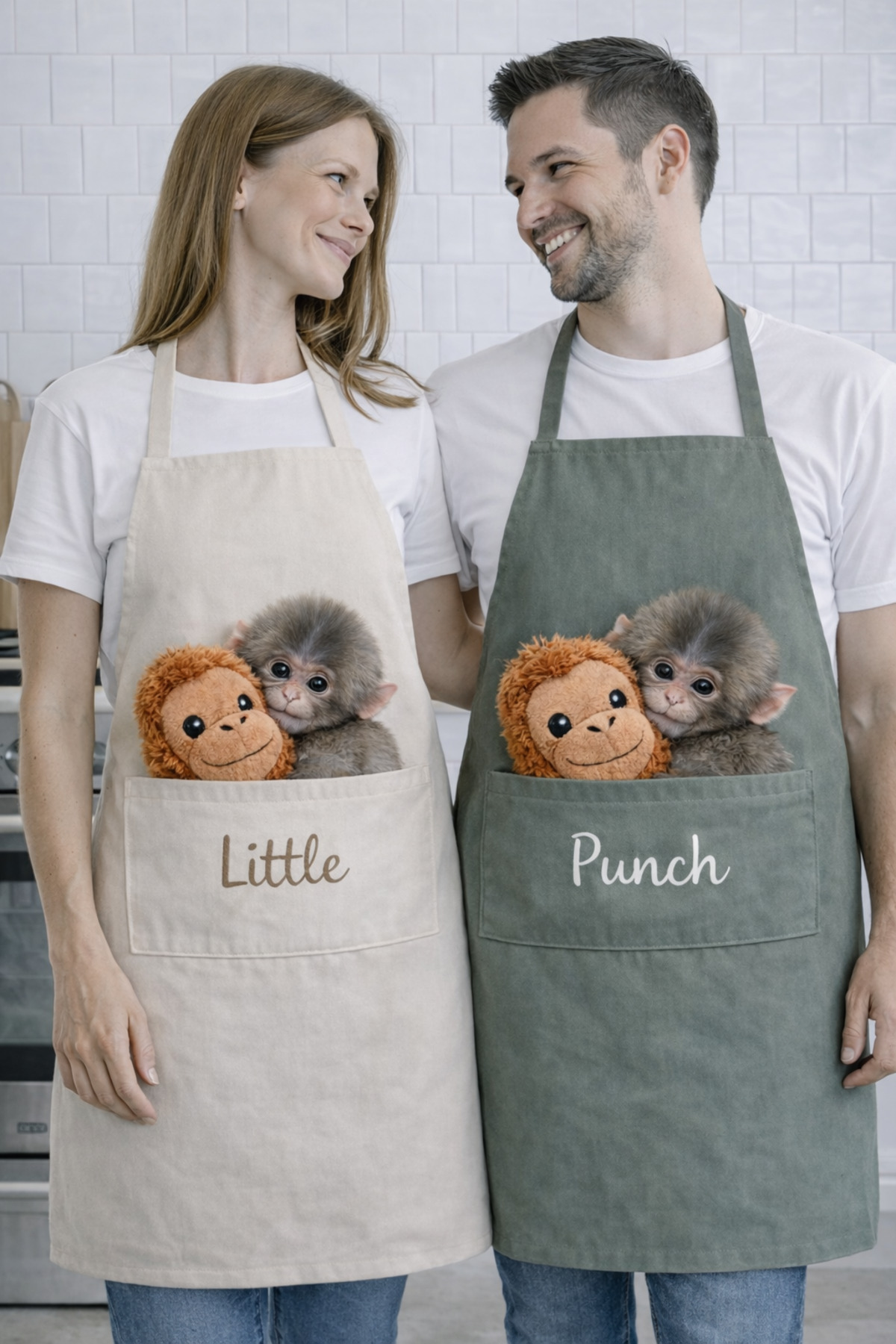 Ays Home Punch Monkey And Orangutan Kitchen Bib Set