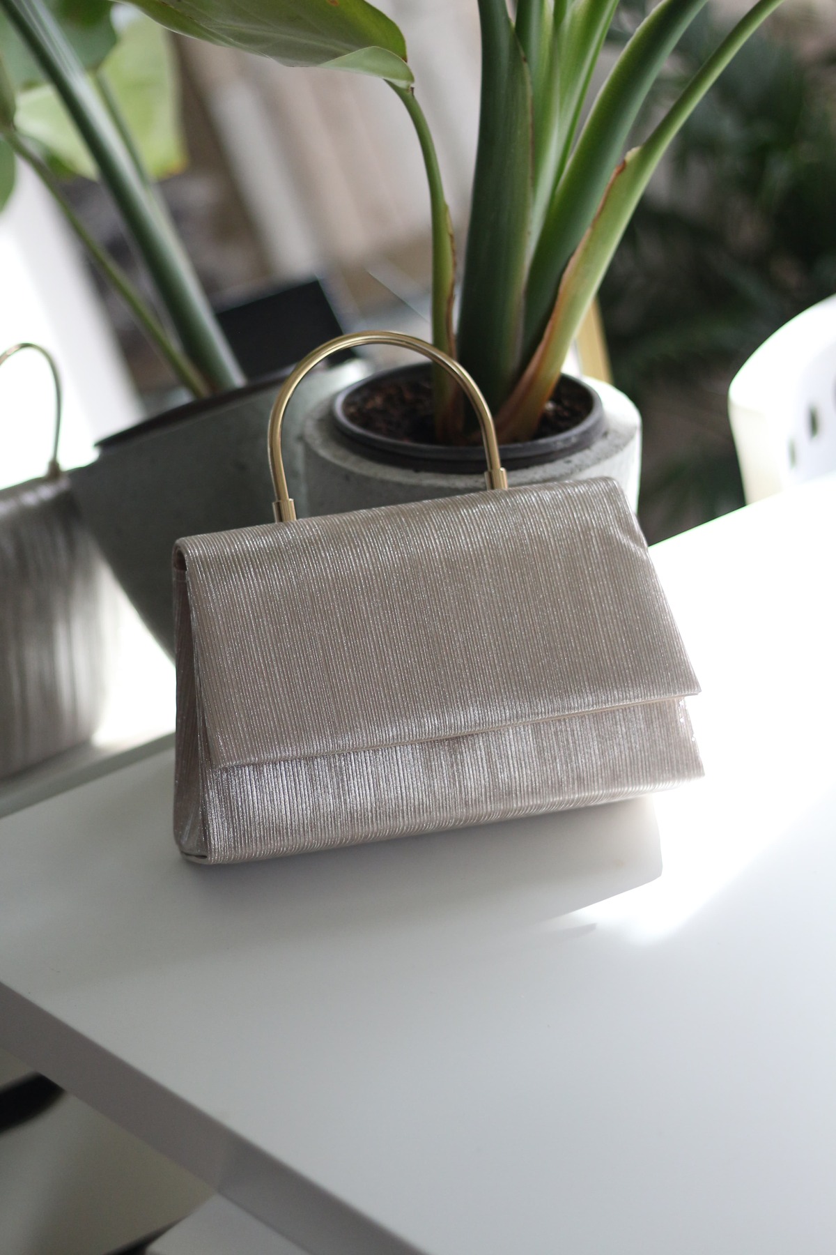 Women's Gold Laser Cut Evening Bag with Metal Handle Cover