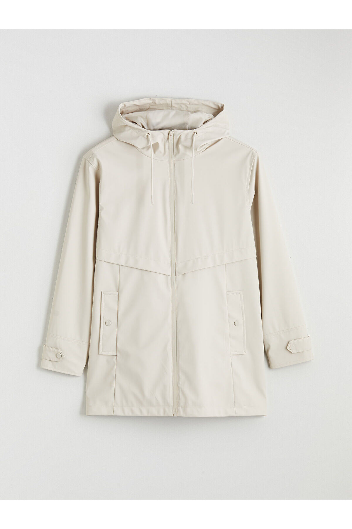 LC Waikiki  NEVAVM Farkıyla LCW Vision Bej Kapüşonlu Kadın Deri Görünümlü Yağmurluk - S6BA83Z8-VL2 - Görsel 6