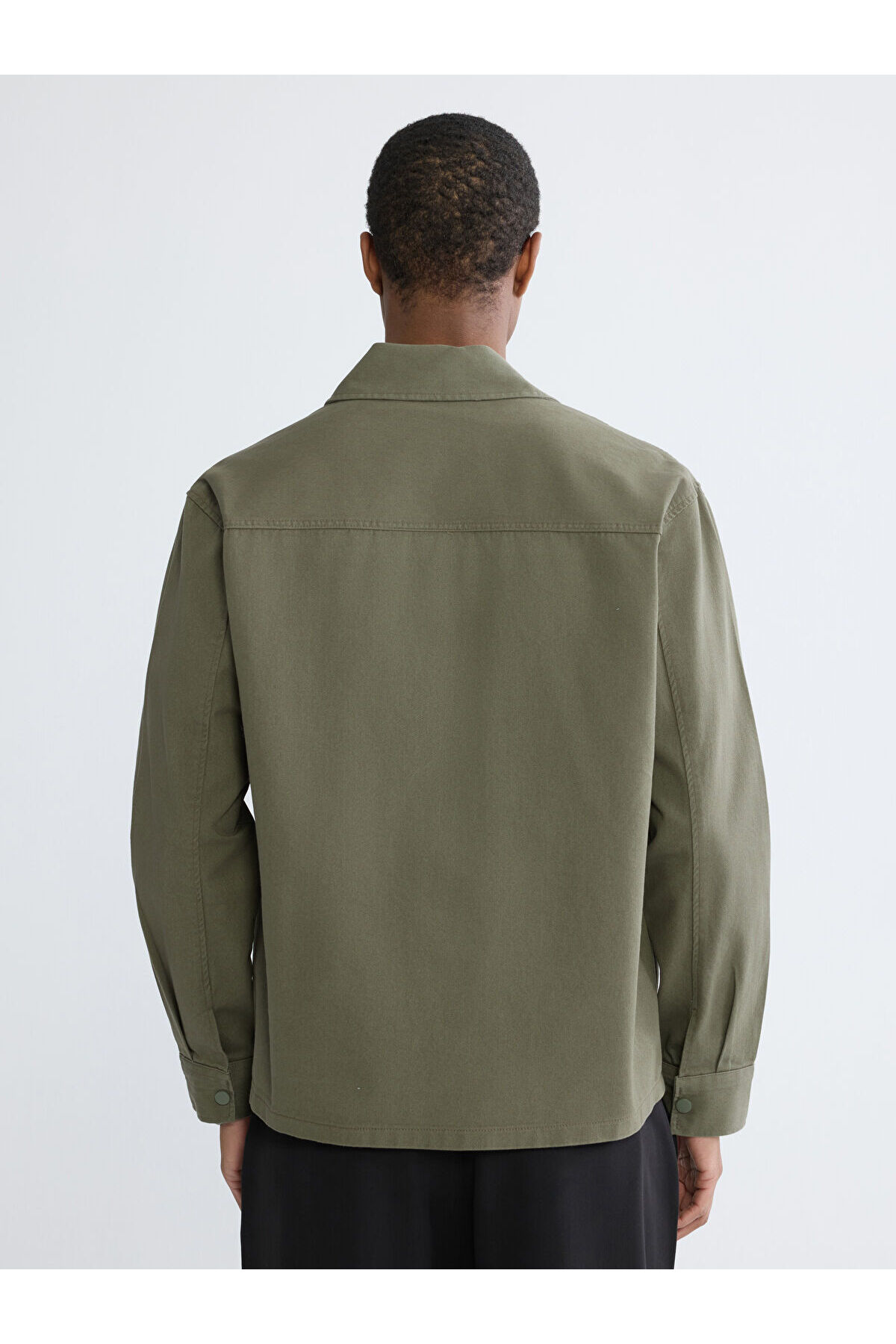 LC Waikiki Elsiva Collection Haki Loose Fit Erkek Gabardin Gömlek Ceket görsel 4