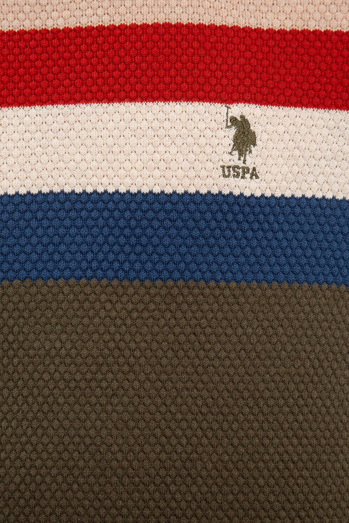 پلیور مردانه سبز خاکی تیره ملانژ U.S. Polo Assn. 50228850-VR126 — 5