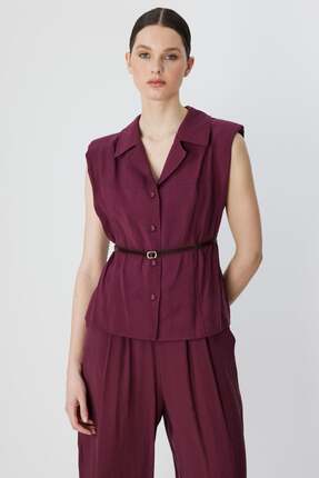ON Beli Kemerli Kolsuz Gömlek