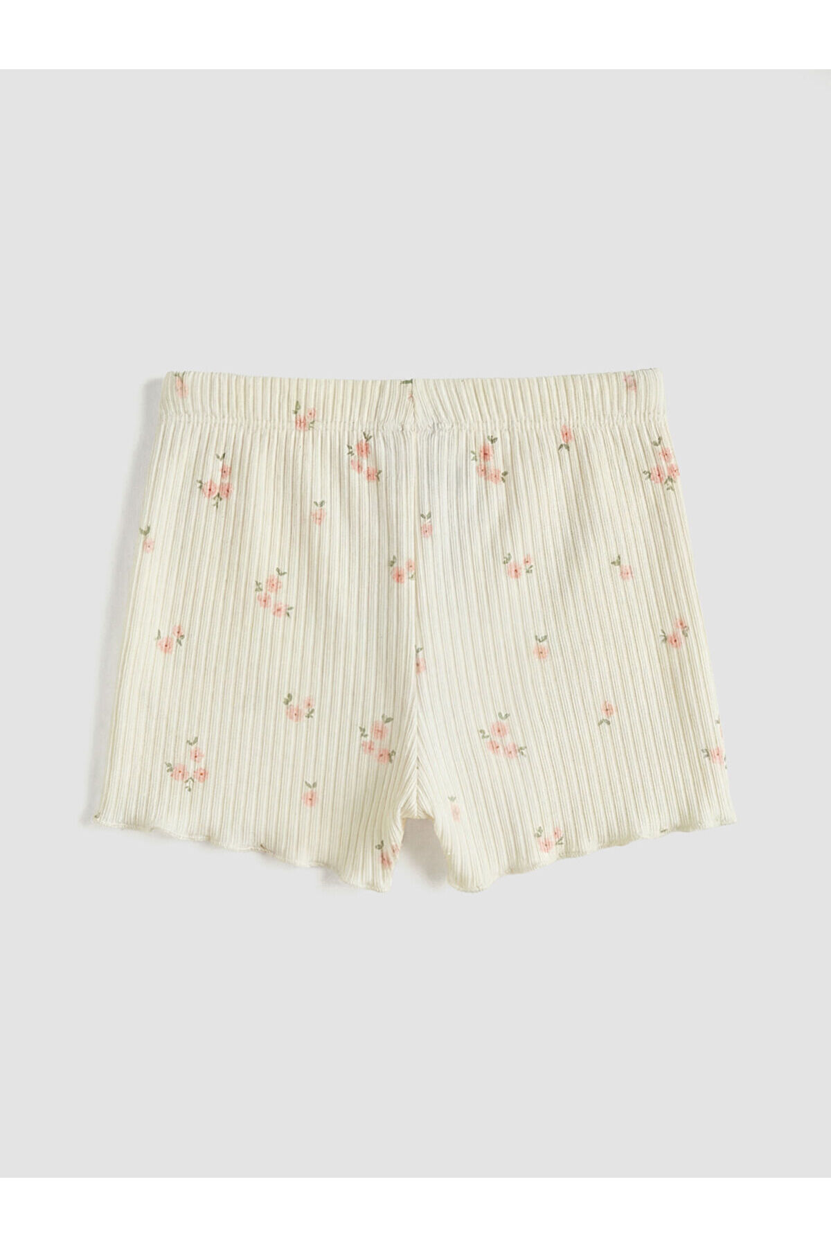 LC Waikiki Elsiva Collection Ekru Regular Fit Çiçek Desenli Kız Bebek Şort Ve Tişört fotoğrafı 5 (önizleme)
