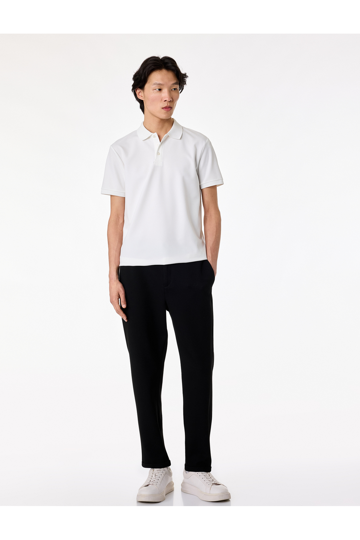 Kısa Kollu Düğmeli Polo Yaka Slim Fit Tişört