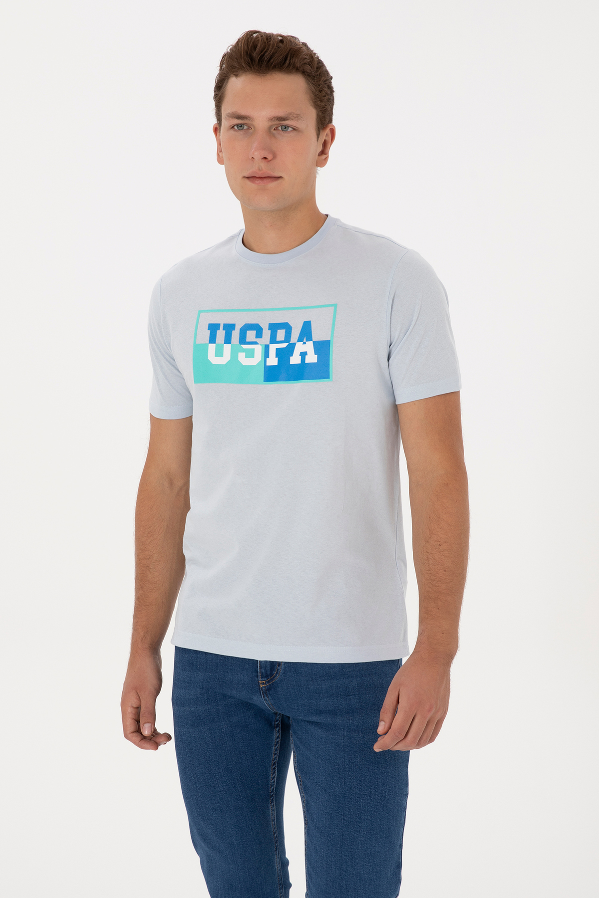 U.S. Polo Assn.  Erkek Regular Fit Bisiklet Yaka Açık Mavi Tişört 50324859-VR003 - Görsel 3