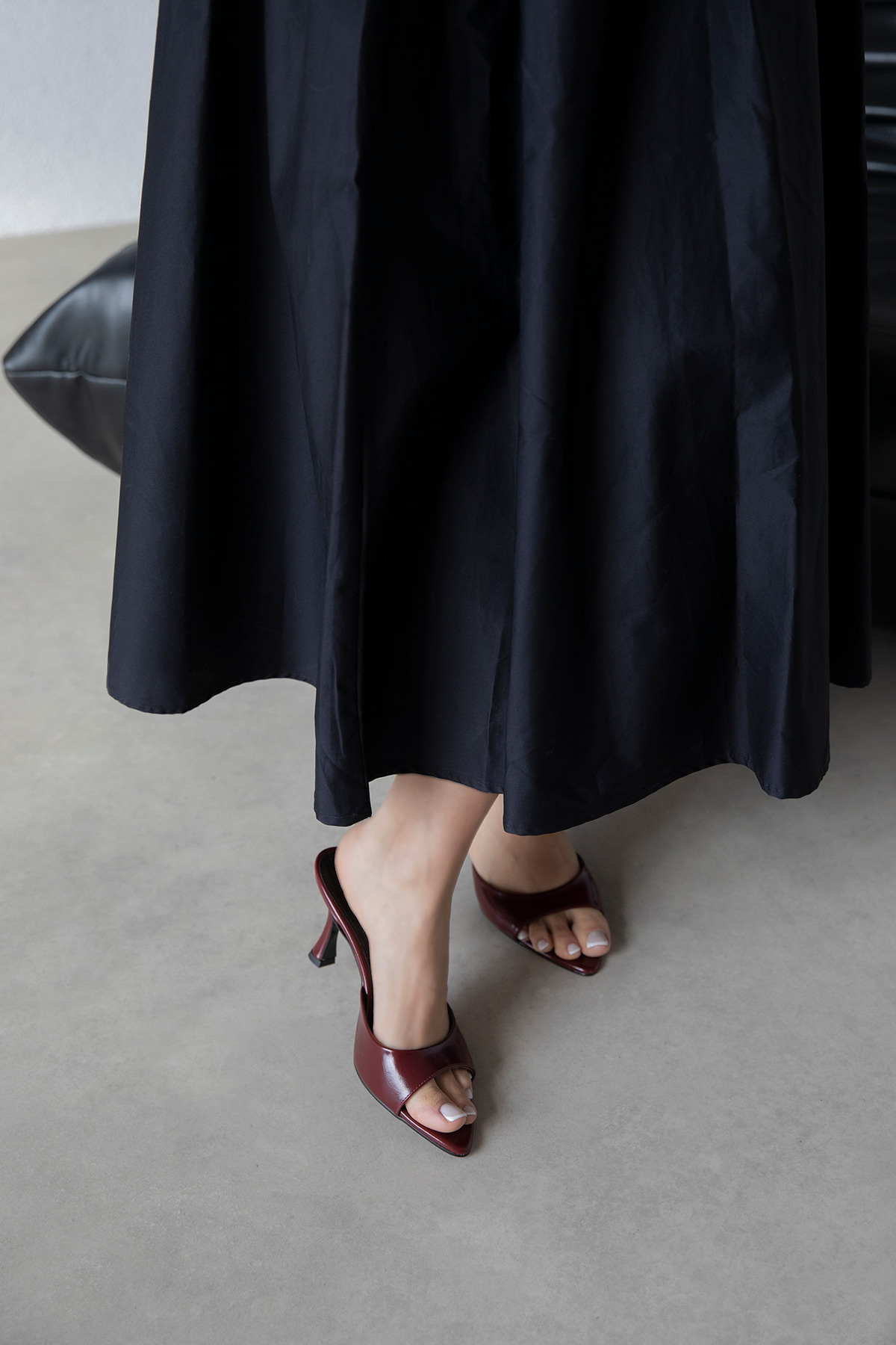 Straswans  Franco Kadın Topuklu Kırışık Deri Sandalet Bordo - Görsel 3