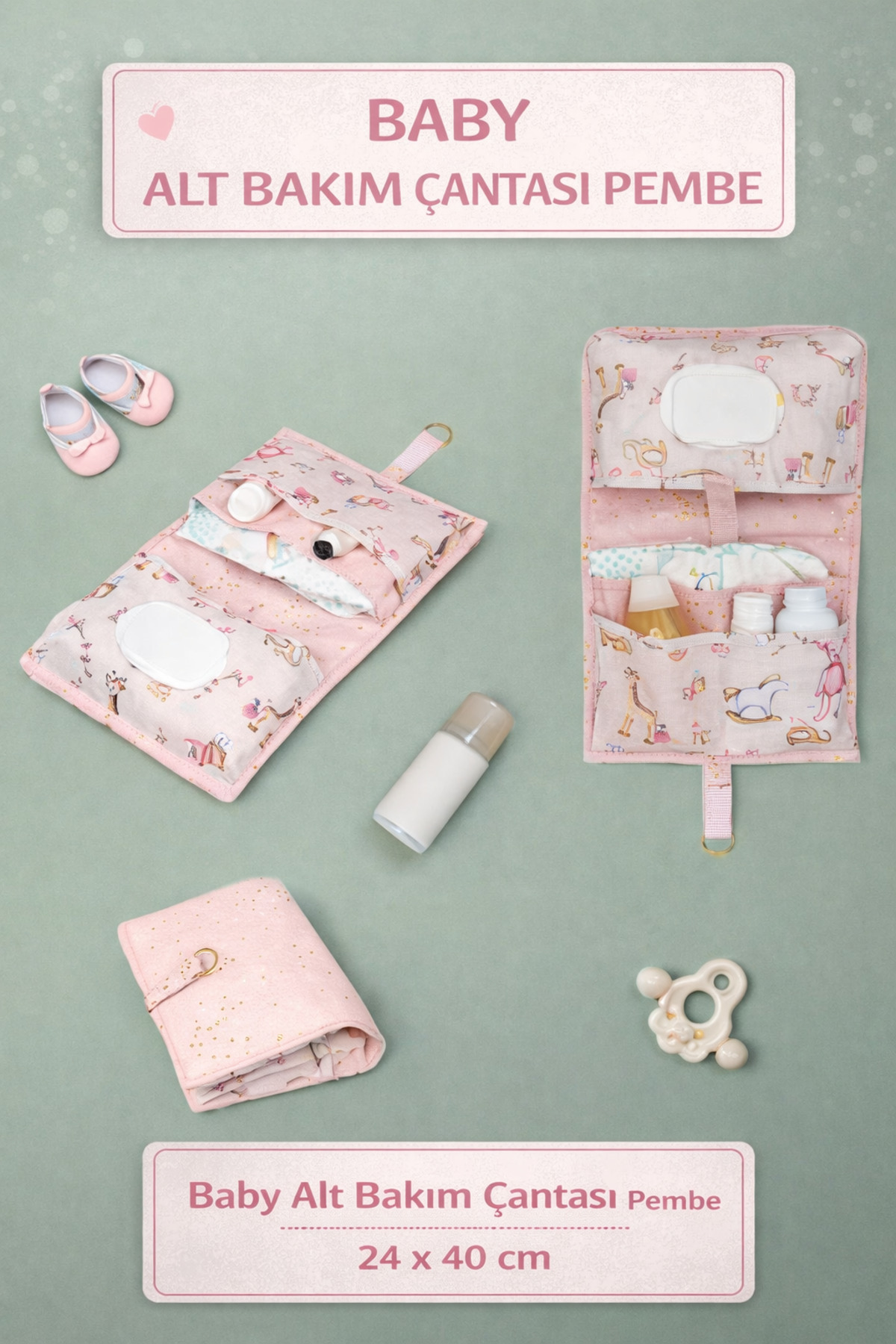 PONÇİK BEBEK Baby Doğum Çantası 10 Bölmeli & Baby Alt Bakım Çantası Seti Pembe Renk fotoğrafı 2 (önizleme)