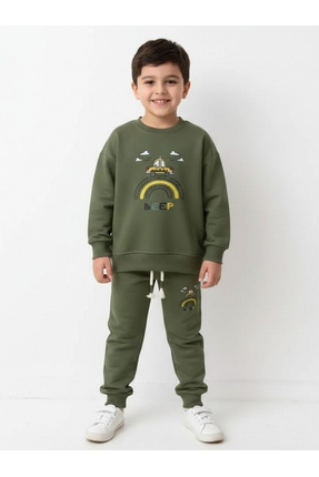 Bebolly İkili Takım Beep Baskılı Uzun Kol Beli Lastikli Pamuklu Mevsimlik Eşo...