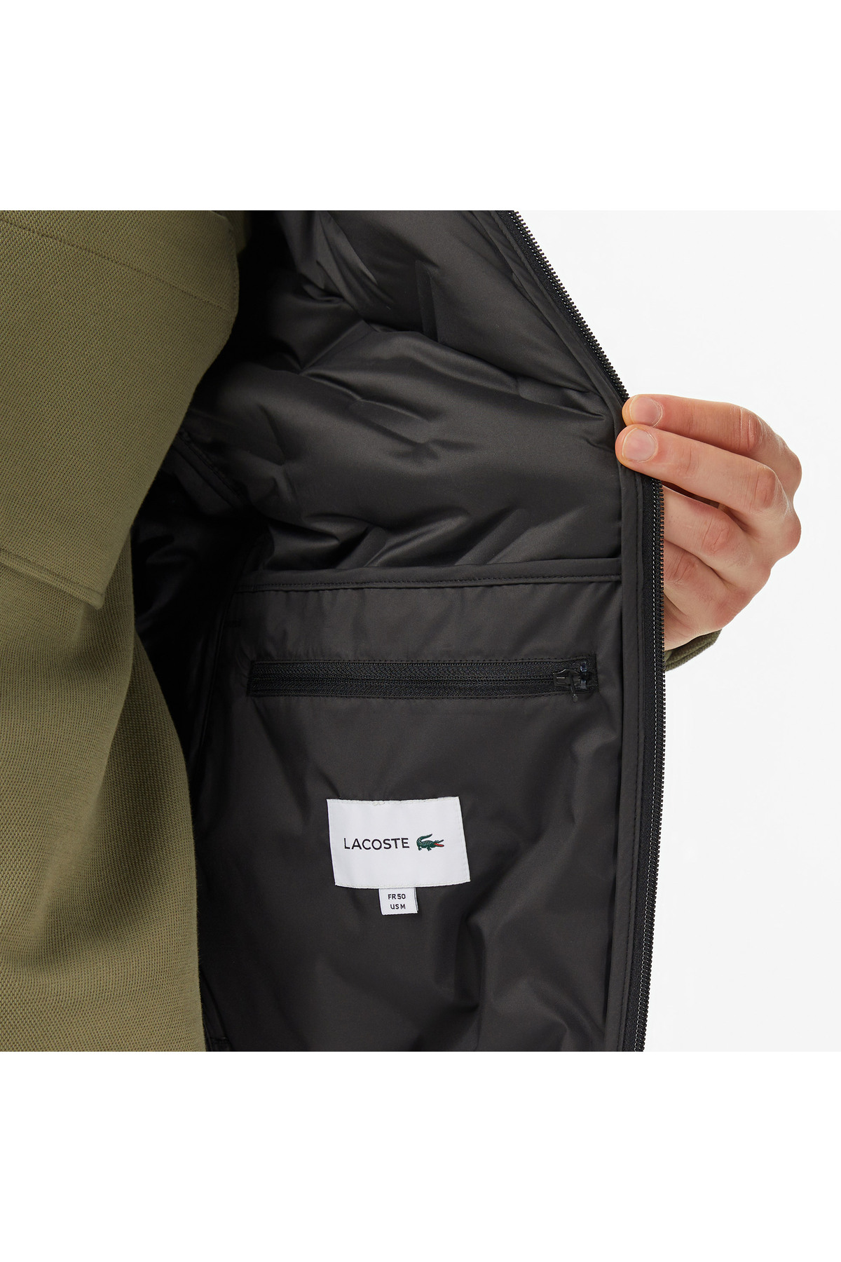 Lacoste Erkek Regular Fit Dik Yaka Kapitone Siyah Yelek görsel 8