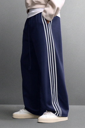 North London Erkek Üç İplik Barrel Şeritli Oversize Rahat Eşofman Altı