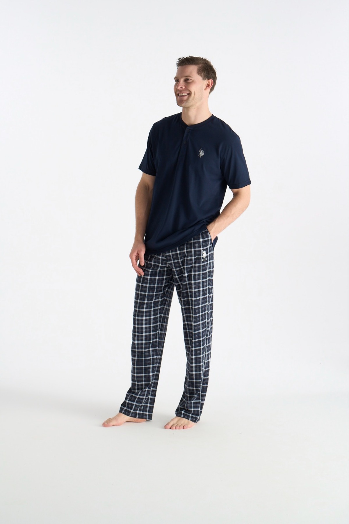 ست پیژامه و لباس خواب مردانه یقه دکمه دار | یو اس پولو U.S. Polo Assn. Slendos-19043 TR - تصویر 4