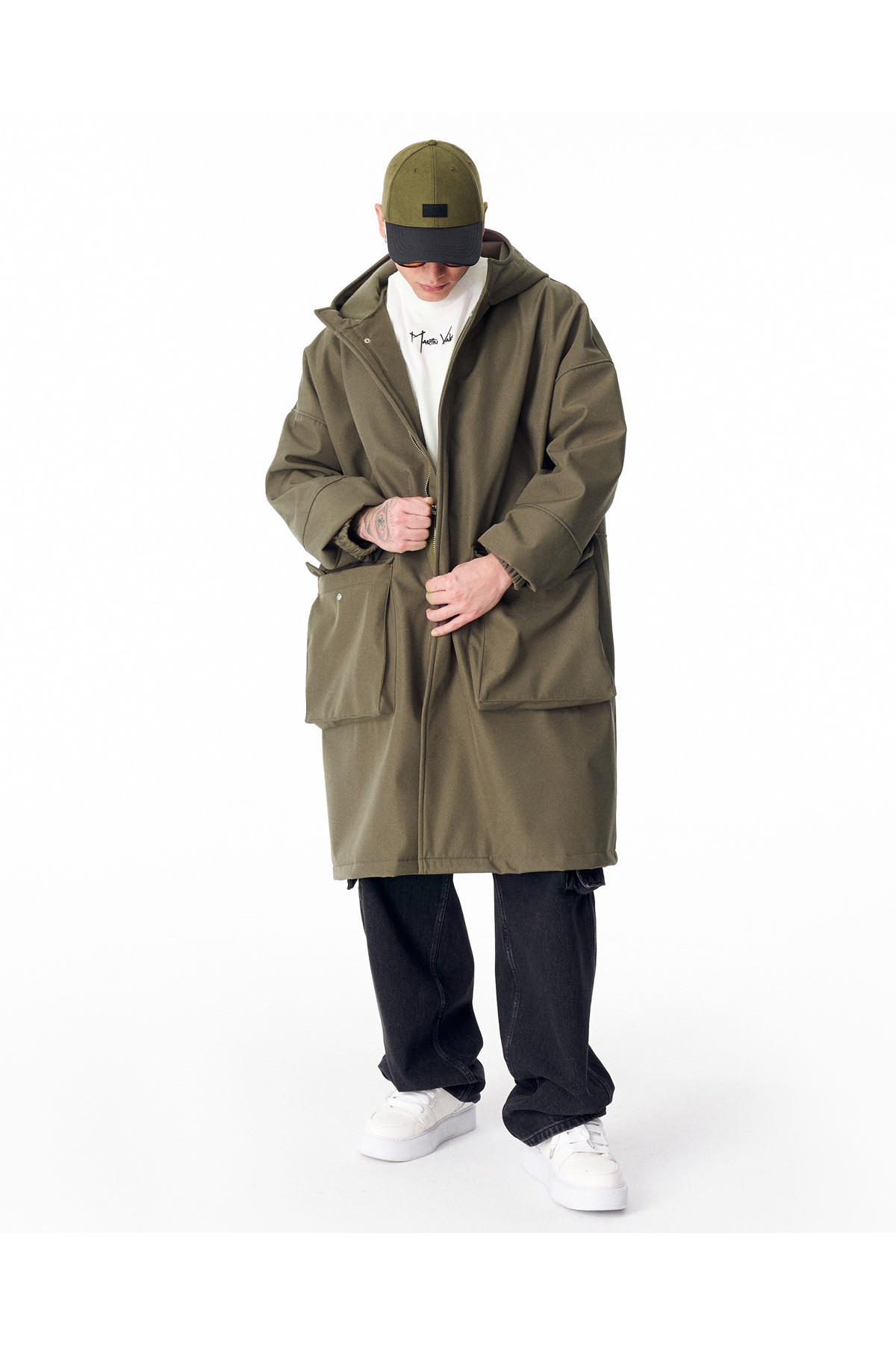 کاپشن بلند ضد آب مردانه مدل Softshell خاکی — خاکی OUT3501-haki — تصویر 3 از 8