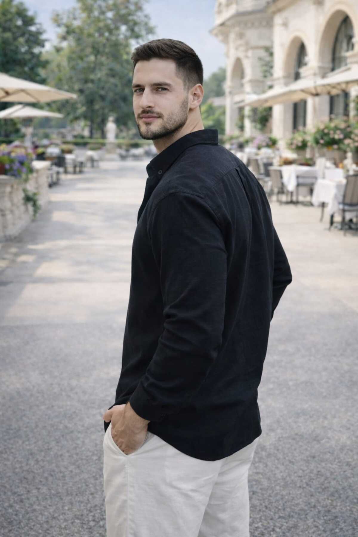 Quafash  Erkek Oversize Keten Görünümlü Gömlek - Görsel 3