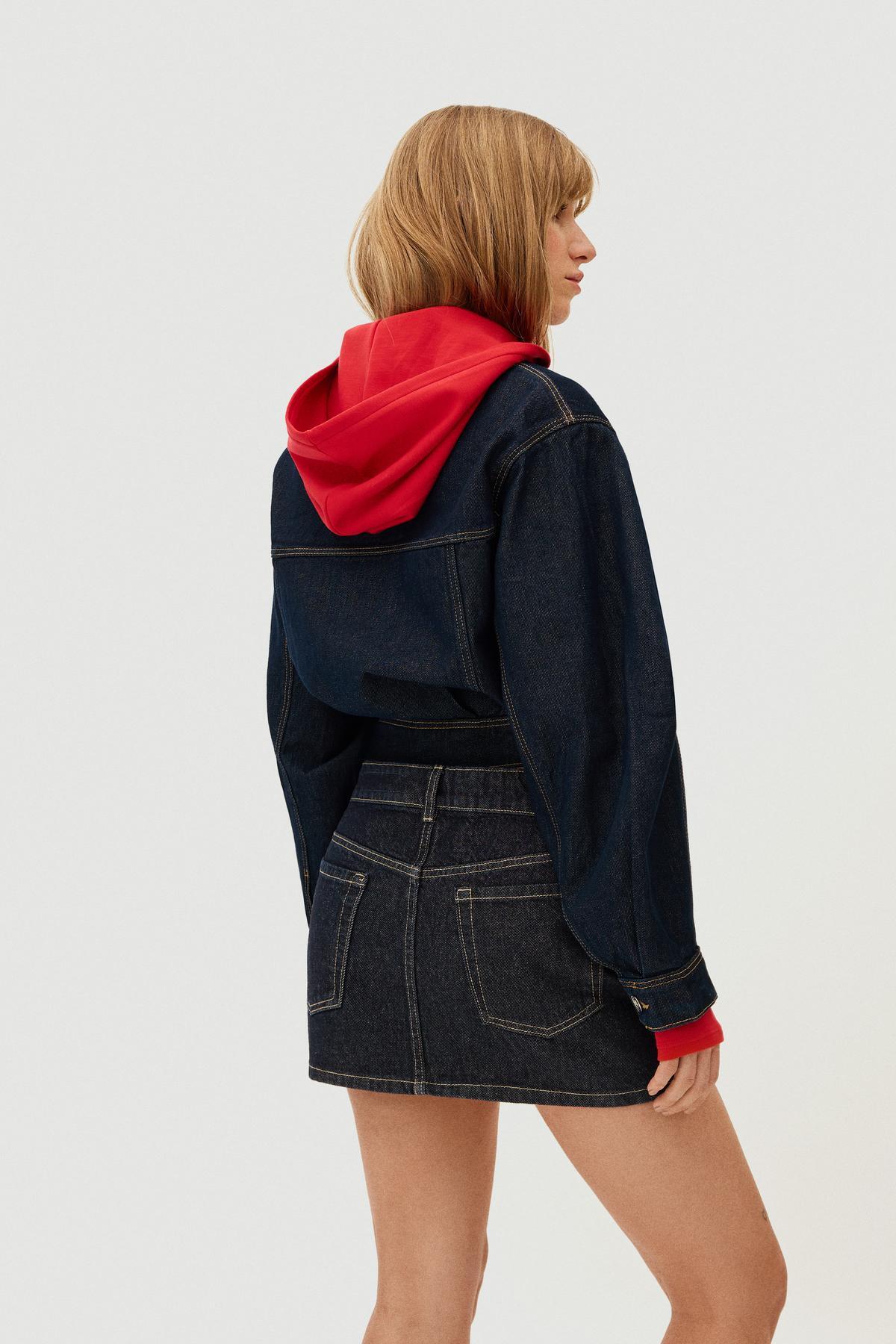 Bershka  Balon kesim crop denim ceket - Görsel 2