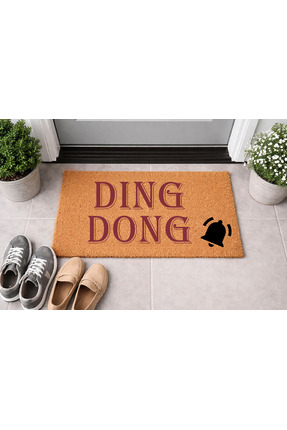 Borambalaj Doğal Koko Paspas,40x60 Cm Kıl Kapı Önü Paspası Ding Dong Desen