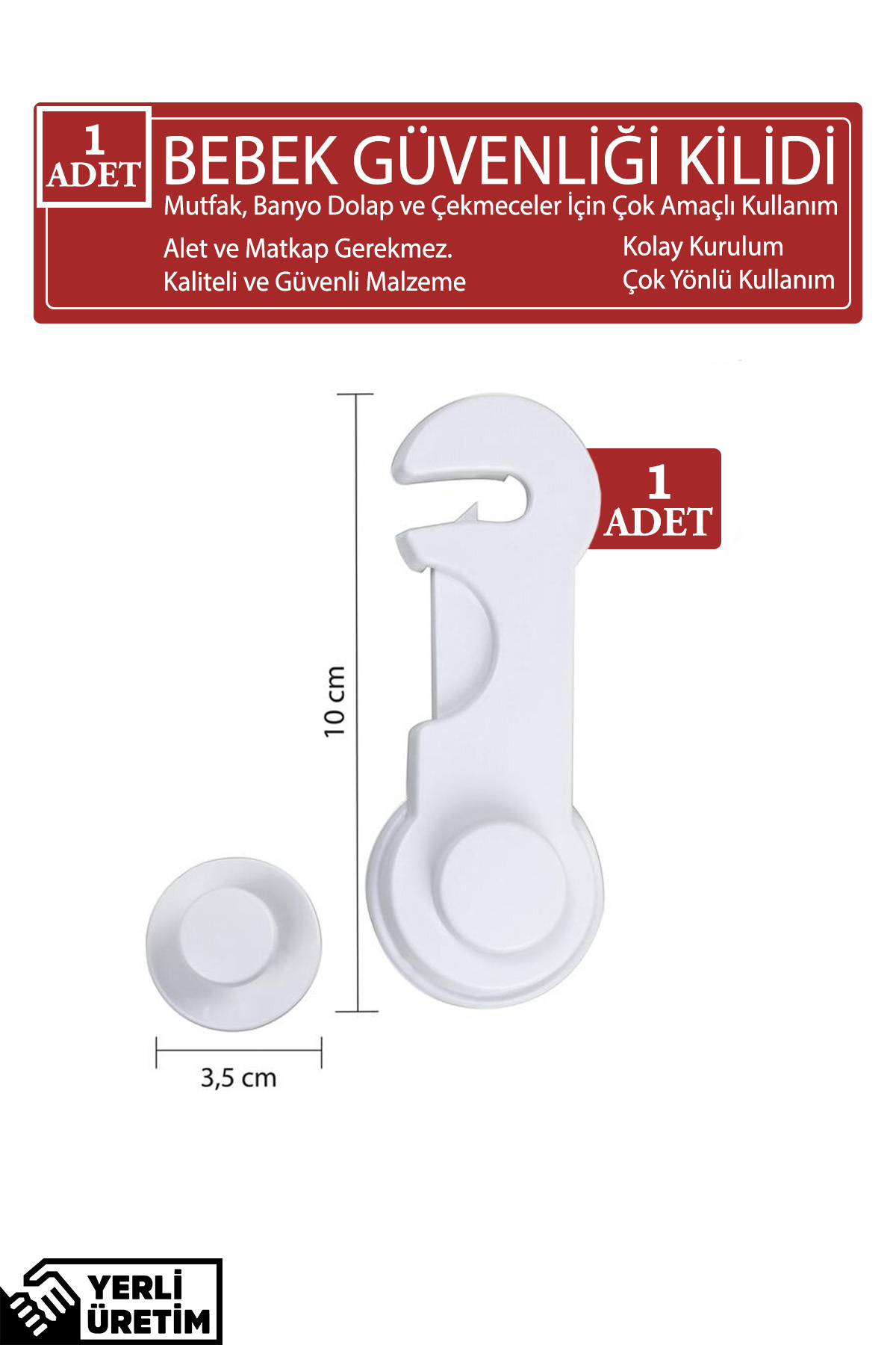 İdeal Baby 1 Adet Güvenlik Emniyet Kilidi Çok Amaçlı Çekmece Kilidi Dolap Fırın Buzdolabı Kilidi Evde Güvenlik fotoğrafı 7 (önizleme)