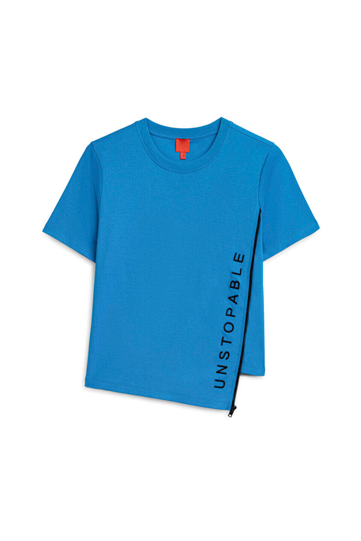 Twist Asymmetric T-Shirt with Contrast Zipper
