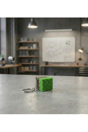 3DCustom Lab Minecraft Grass Block Clicker Anahtarlık - Tıklanabilir Stres Oy...