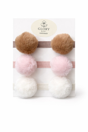 GLORY BABY Kız Çocuk Bebek Ponponlu Bandana 3'lü Set