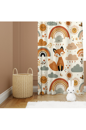 abathome Sevimli hayvanlar, gökkuşağı ve tilki desenli,dijital baskılı çocuk ...