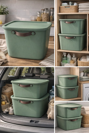 Boxsıs 15L Kapaklı Plastik Saklama Kutusu – Kulplu Çok Amaçlı Organizer Box