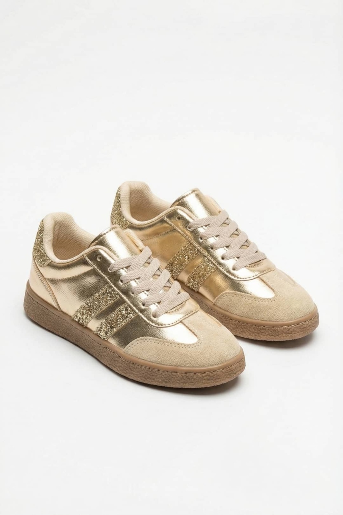 NAVİSHOES Gold Kadın Retro Sneaker Şeritli Günlük Spor Ayakkabı 122NAV görsel 4
