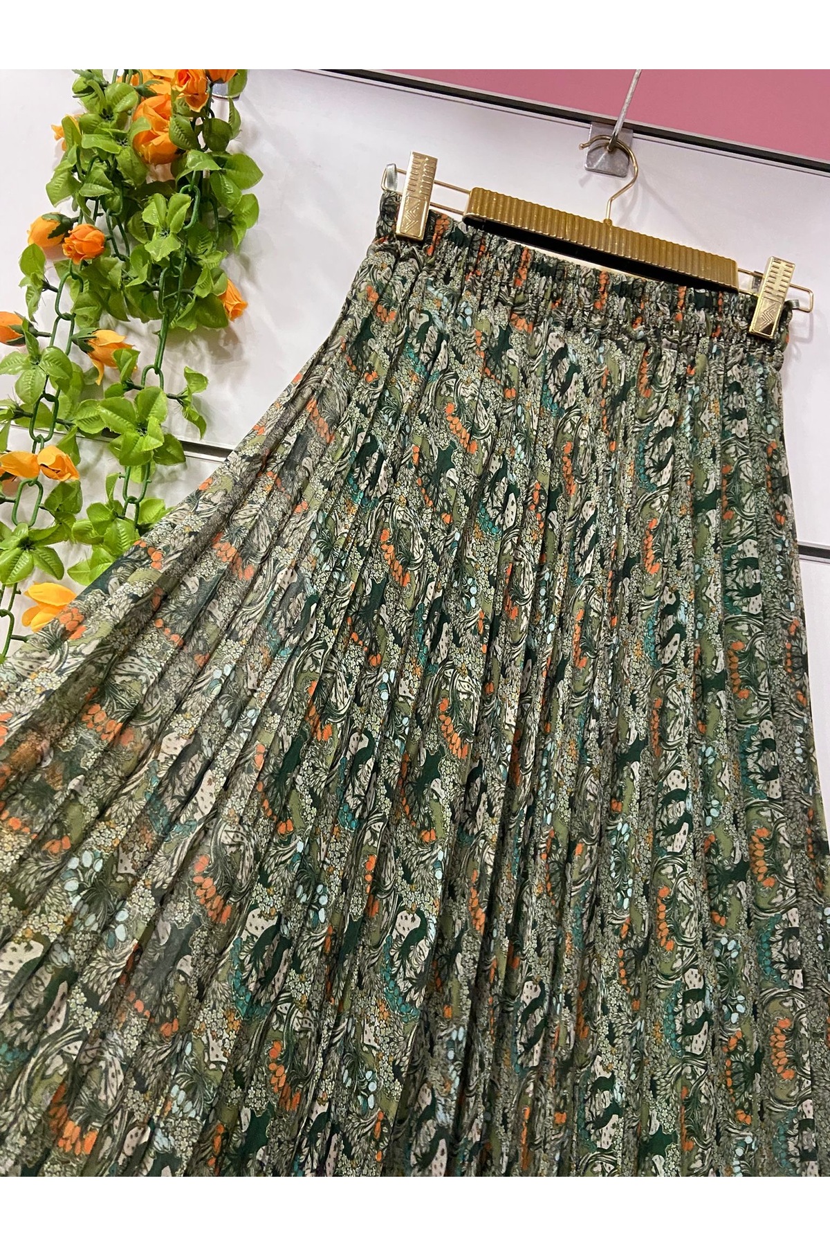 edu collection  Desenli şifon Çan etek astarlı - Görsel 2