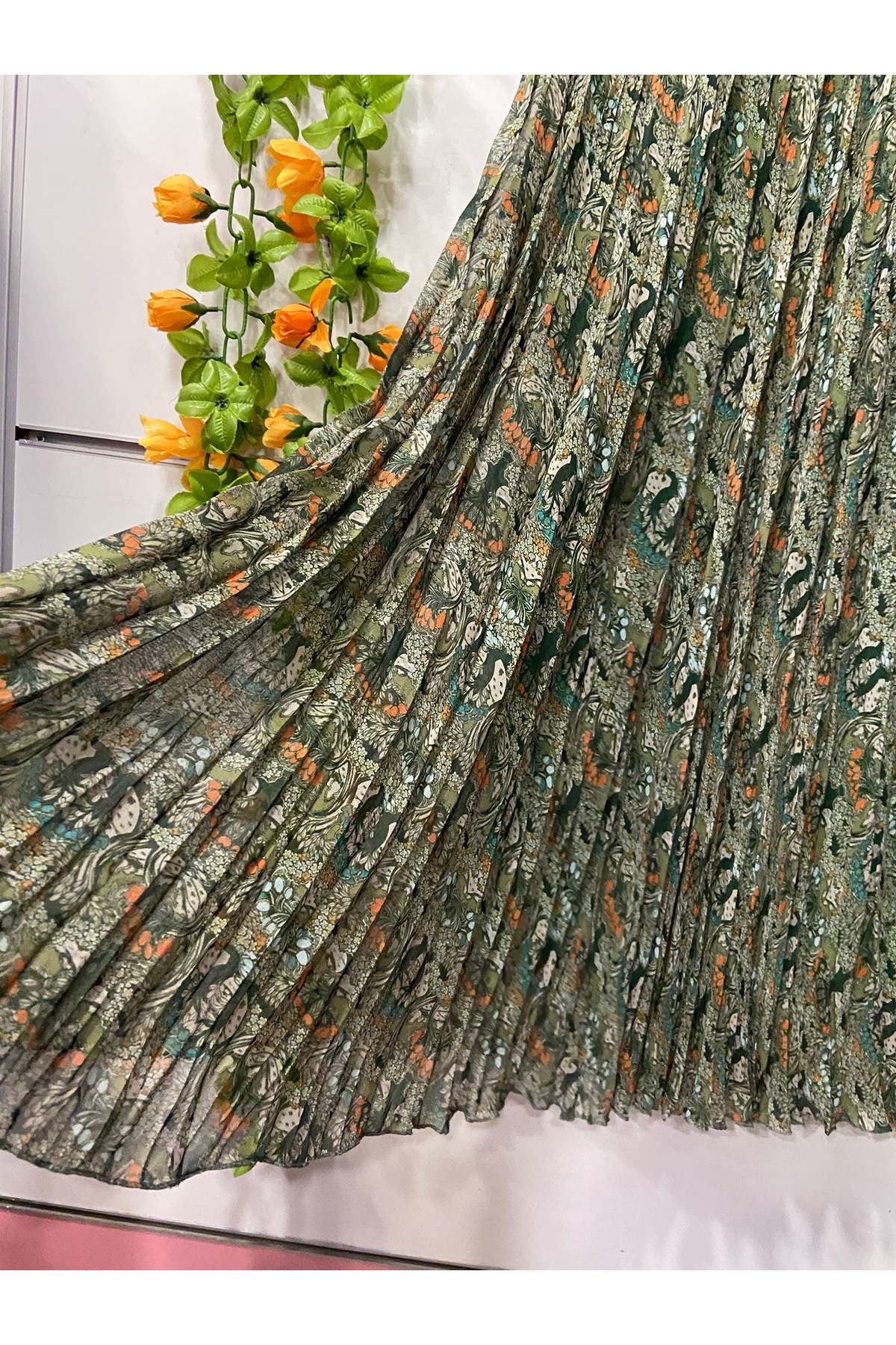 edu collection  Desenli şifon Çan etek astarlı - Görsel 3