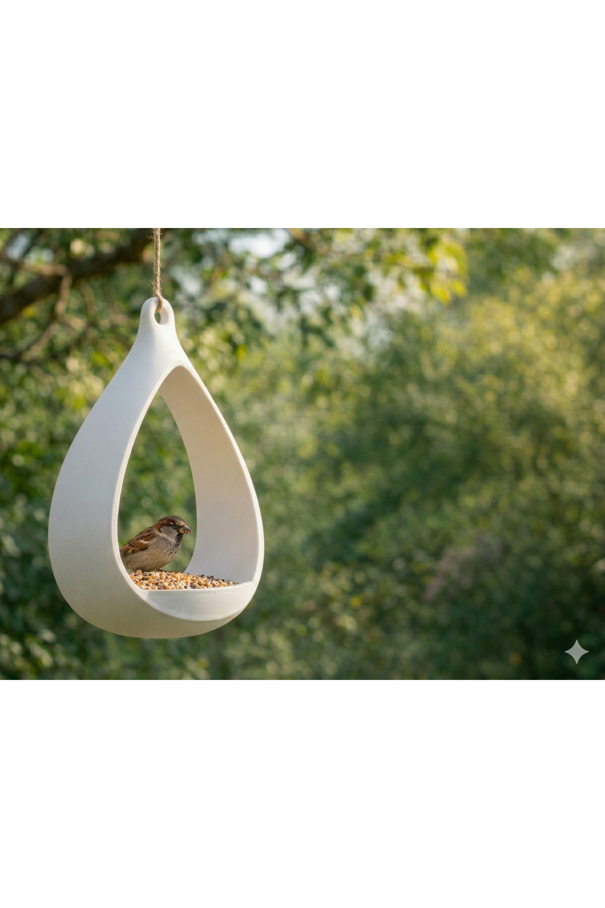 Modern Minimalist Bird Feeder - 3D Design Garden and Balcony Decoration - Hanging Bird Feeder White