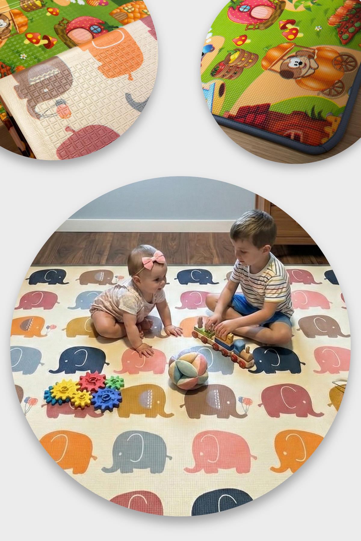 Wellgro Oyun Matı, 200x140x1 cm Çift Taraflı Rulo Oyun Halısı fotoğrafı 3 (önizleme)