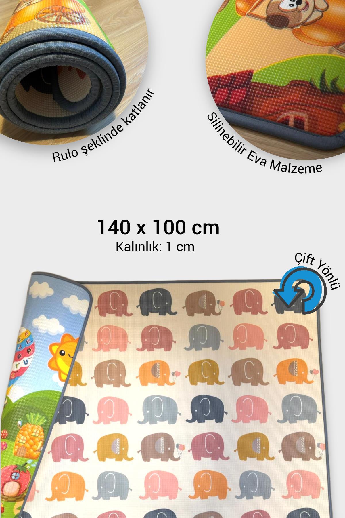 Wellgro Oyun Matı, 140x100x1 cm Çift Taraflı Rulo Oyun Halısı fotoğrafı 2 (önizleme)