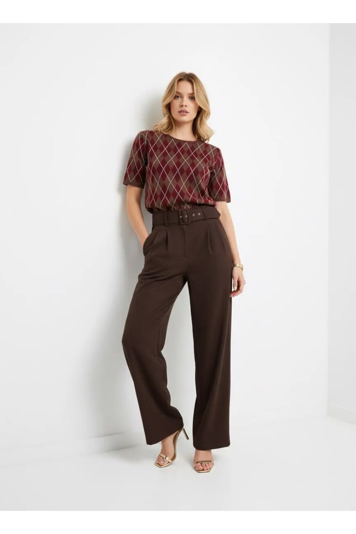 Park Karon  Kadın Bisiklet Yaka Baklava Desen Triko Kazak 12419.Vrt - Görsel 2