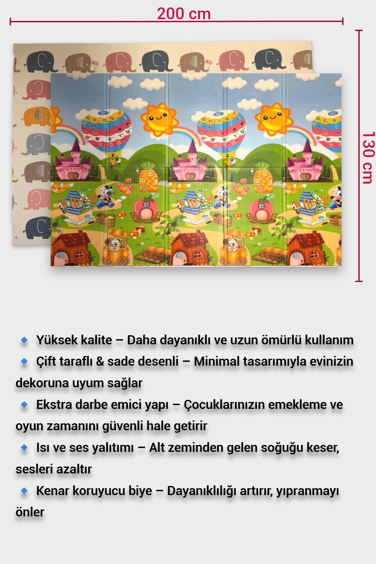 Wellgro Oyun Matı, 200x130x1 cm Çift Taraflı Katlanır Oyun Halısı fotoğrafı 4 (önizleme)