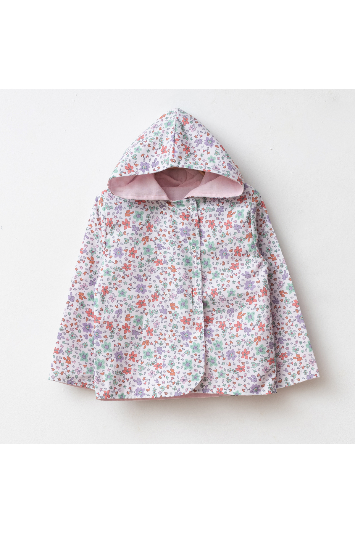 tinibud Terletmeyen Çift Taraflı Kız Çocuk Yağmurluk 2-5 Yaş %100 Pamuk Müslin Astarlı fotoğrafı 2 (önizleme)