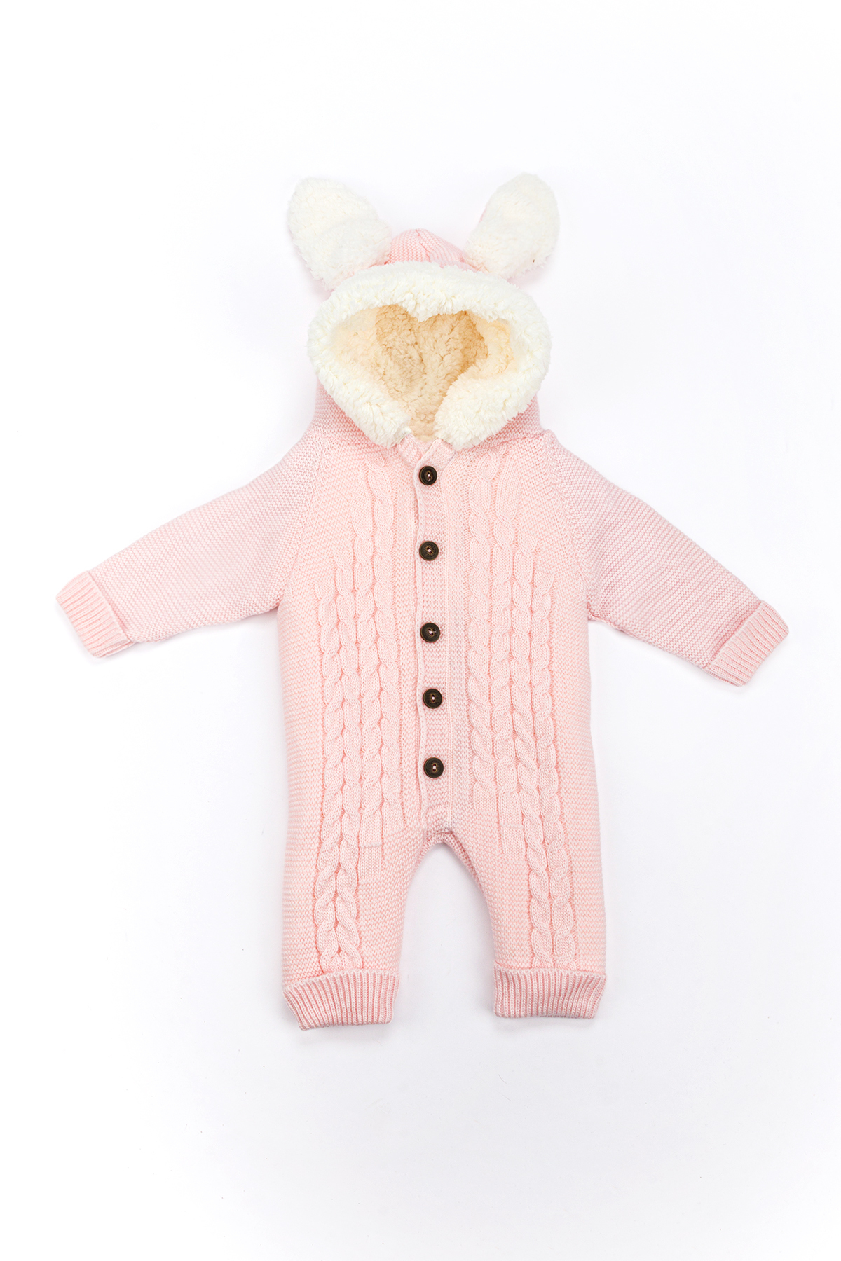 Lui Baby Polarlı Welsoft Kapüşonlu Örgü Desenli Bebek Tulum Kulaklı fotoğrafı 6 (önizleme)