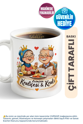 Cup Mup Evimizin Kraliçesi Kralı | Anne ve Babaya Hediye Kupa Bardak