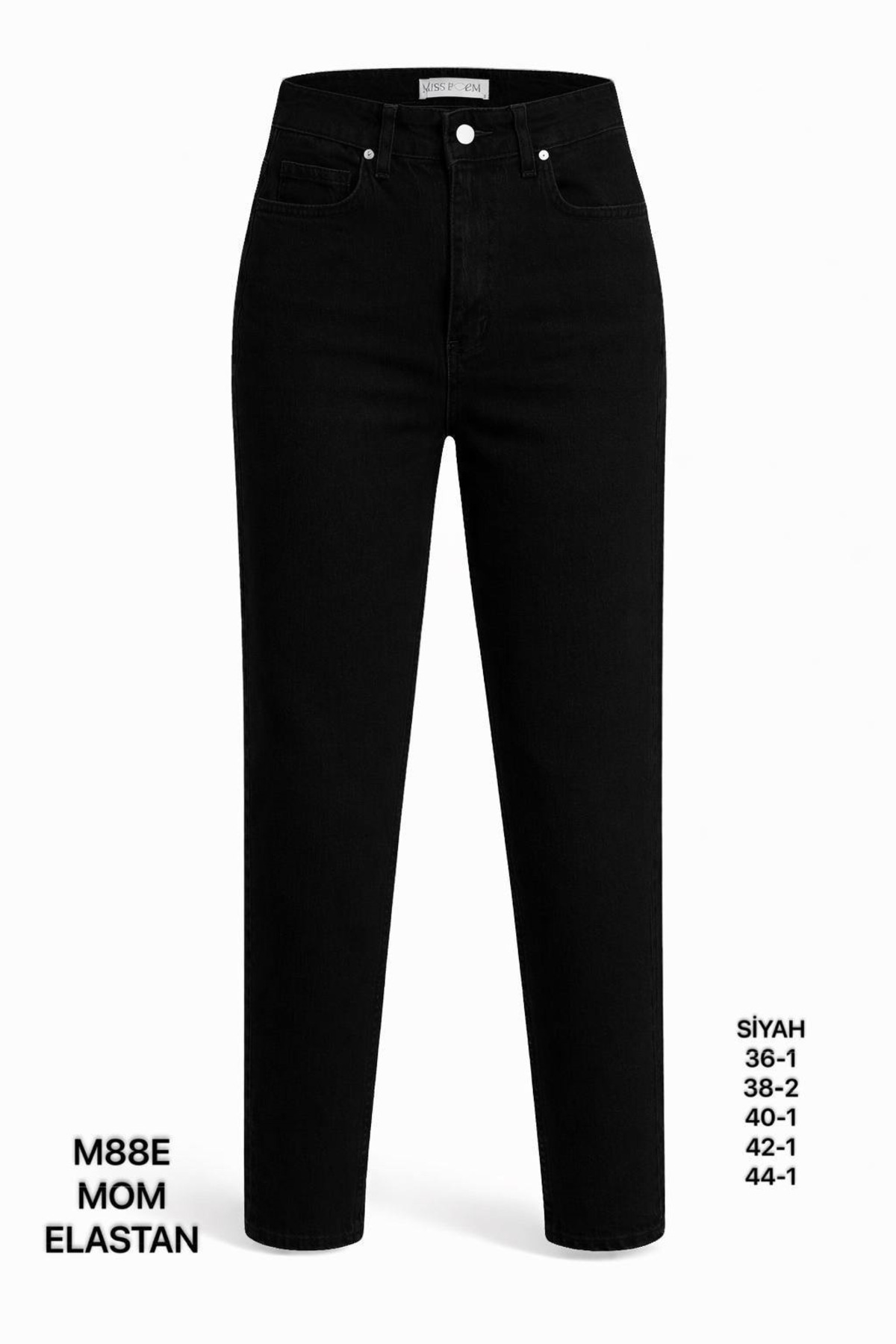 Miss Poem  Kadın Siyah Yüksek Bel Mom Fit Jean Pantolon