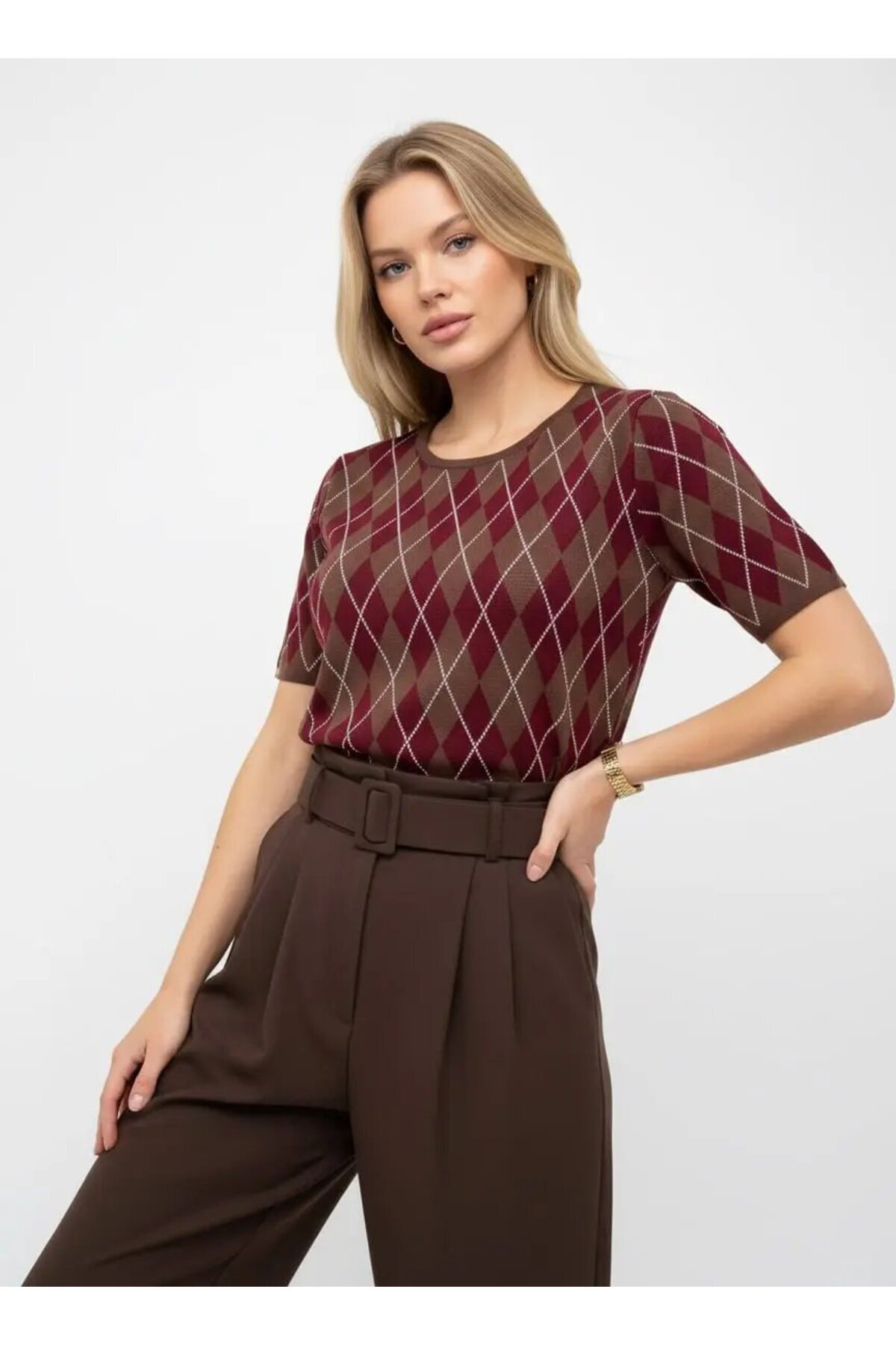 Park Karon  Kadın Bisiklet Yaka Baklava Desen Triko Kazak 12419.Vrt - Görsel 4